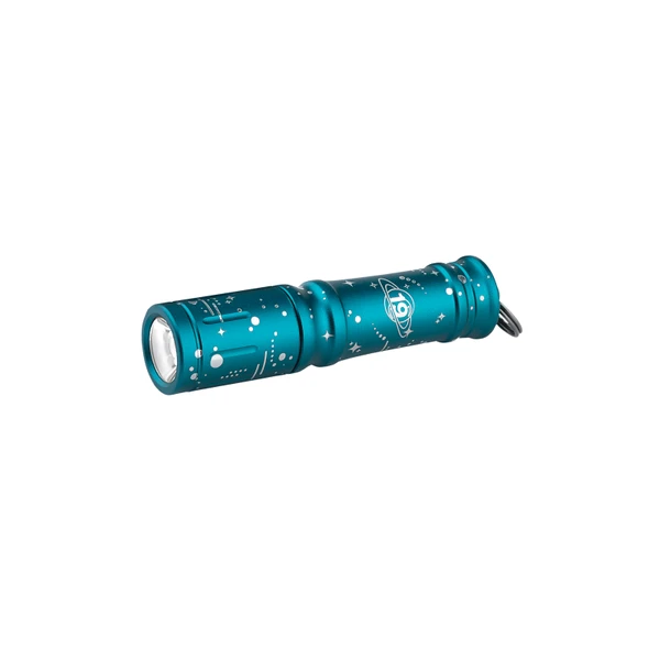 Olight Teal I3E Flashlight with Planetary and Star Graphics for Keychain Everyday Carry