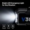 Bright LED emergency light on a portable car jump starter featuring flashlight, strobe, and SOS modes.
