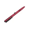 Red metallic multi-tool pen with flashlight and laser pointer functions isolated on white background