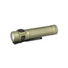 OD green LED flashlight with textured grip and pocket clip