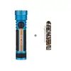 Olight Blue Seeker 4 Pro flashlight with textured grip and Camo Oclip Pro mini light, ideal for outdoor and everyday carry.