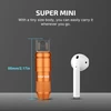Super mini Olight flashlight (55mm/2.17in) compared to an earbud, showcasing its tiny, portable design.