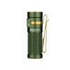 Olight Green Baton 4 Premium Edition Front View with Gold Clip and Textured Body for Everyday Carry