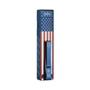 Olight Arkfeld Pro flat flashlight in USA flag theme featuring blue pocket clip and stars and stripes design
