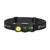 Olight green LED headlamp with adjustable black elastic headband for outdoor hiking and camping.