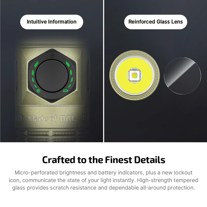LED and reinforced glass lens detail