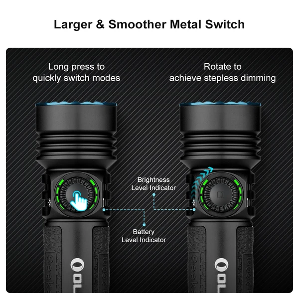 Seeker 4 Pro high power flashlight 4600 lumen dual charging