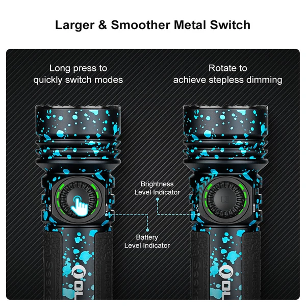 Seeker 4 Pro high power flashlight 4600 lumen dual charging