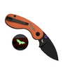 Orange folding pocket knife with black blade and glow-in-the-dark bat inlay on the handle