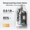 Reciprocating linear motor detail sander featuring adjustable micro stroke and reduced handle vibration patented design