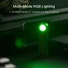 Multi-mode RGB flashlight emitting a bright green signal light on a tactical gear surface
