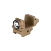 Tan tactical weapon light with integrated red dot sight base, white background