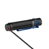 Baton 3 Pro Max flashlight in black, charging via its magnetic tailcap, with a blue pocket clip