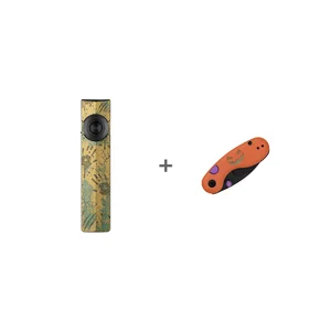 Halloween zombie themed flashlight and orange jack o lantern pocket knife bundle on white background
