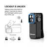 Olight Black Oclip Pro close-up with blue bezel, illustrating lockout and unlock feature for user safety.