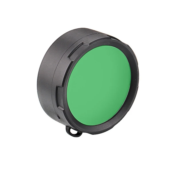 Olight Black Green Filter Front View with Textured Bezel for Flashlight Color Conversion