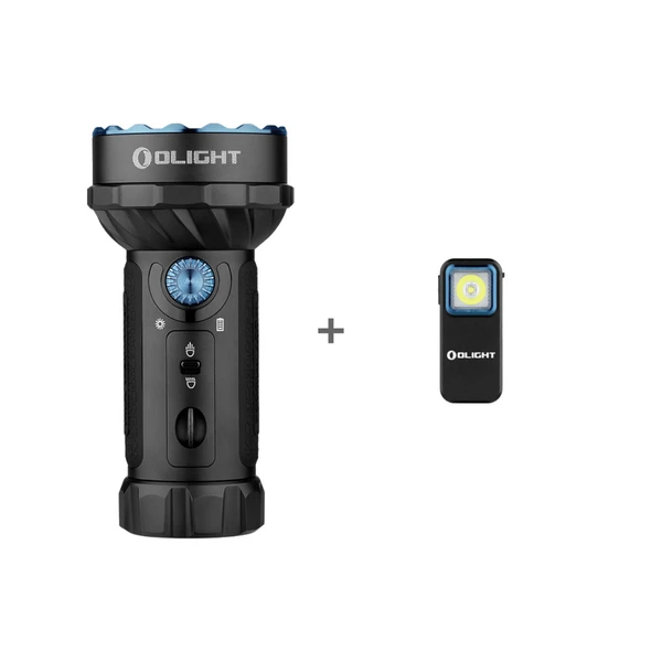 Olight Black Marauder Mini Flashlight and Compact Oclip Combo Set with Multi-Light Modes for Outdoor Exploration