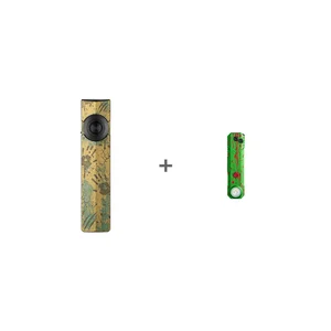Olight Arkfeld Pro zombie green EDC flashlight bundled with a custom textured Arkfeld flat flashlight on a white background