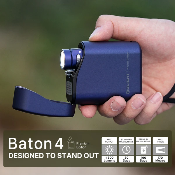 Baton 4 Premium 1300 Lumens EDC Flashlight Wireless Charger Case