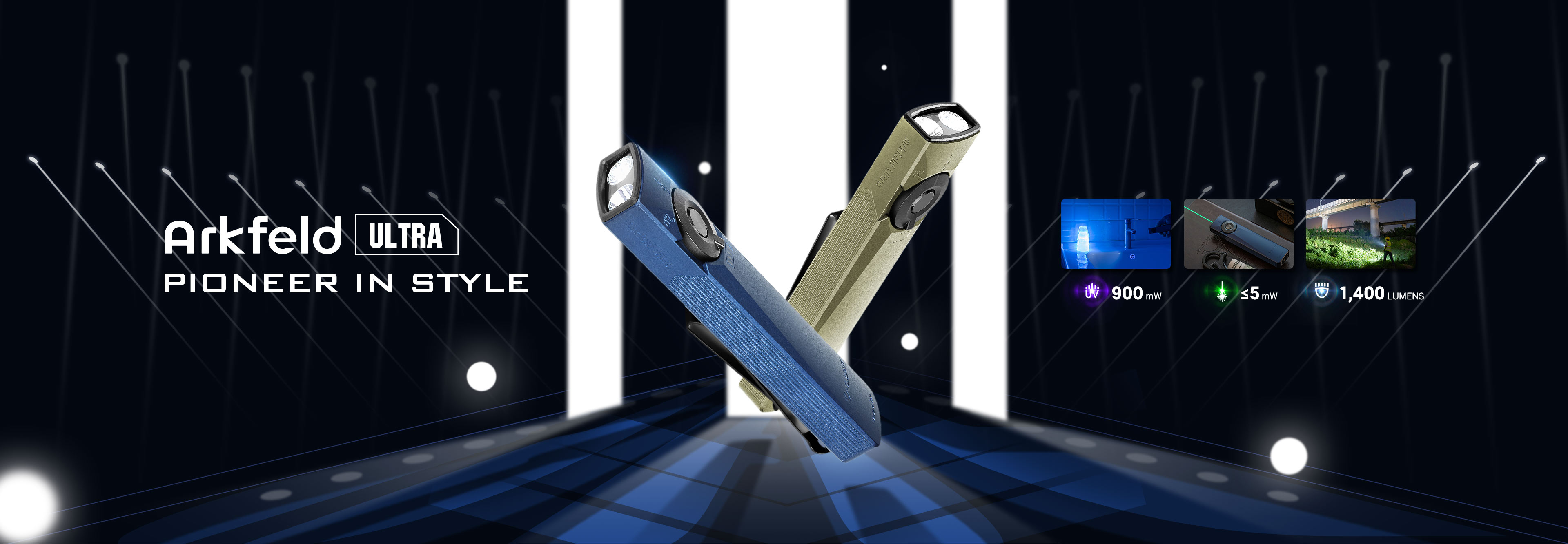 Olight Arkfeld Ultra NW Navy Blue EDC Flashlight with LED