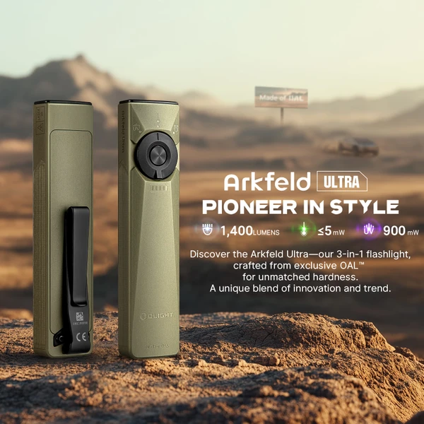 Olight Arkfeld Ultra 初のOAL™合金製3-in-1ライト Arkfeld Ultra 3-in-1 EDC Flashlight - Durable O-Aluminum