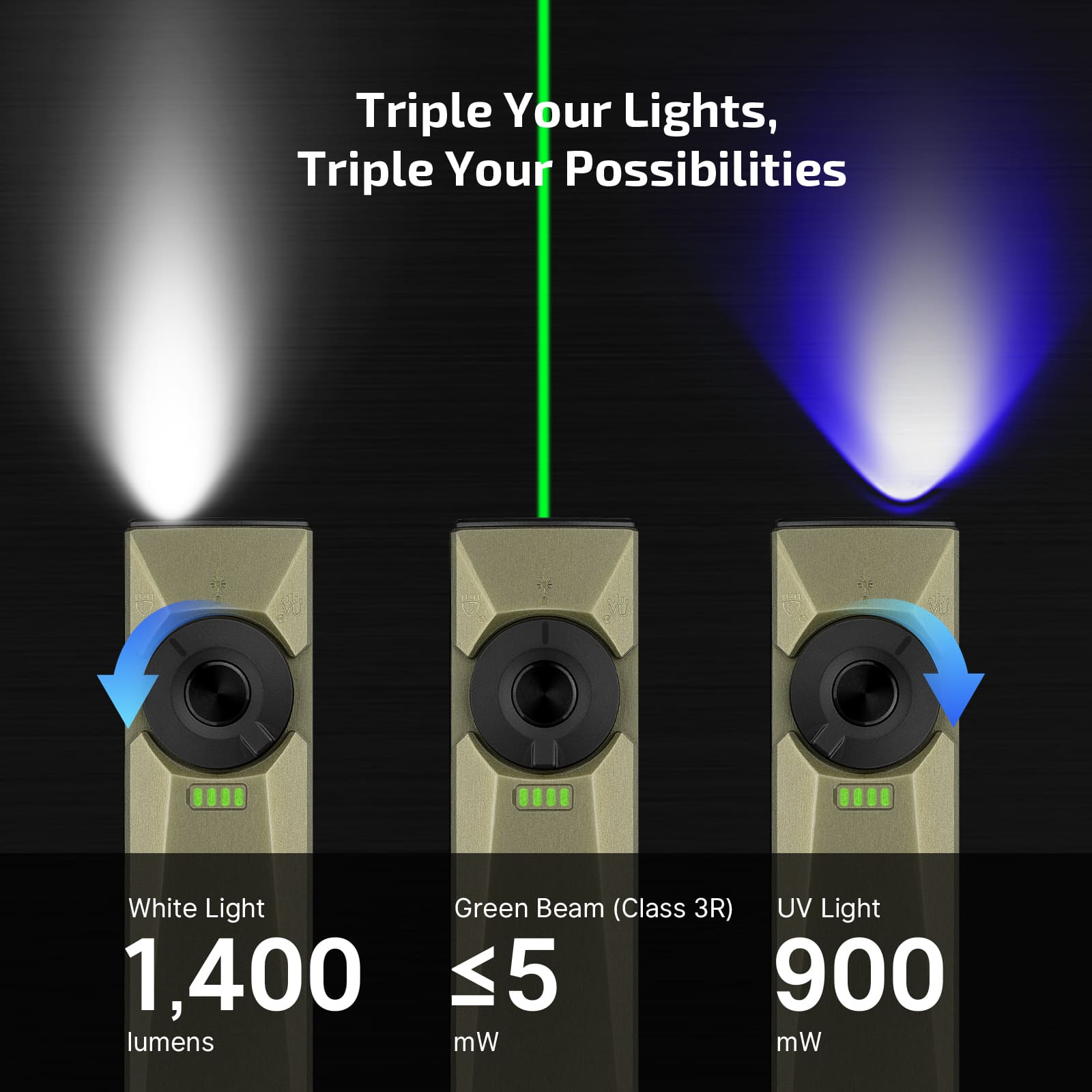 Arkfeld Ultra EDC Flashlight 3 in 1 UV Green Laser O aluminum - Olight