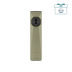 Olight Olive Drab Green Sphere C Flat Flashlight Front View with Control Dial and Free Orb Light Gift for EDC Use
