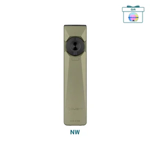 Olight Olive Green Arkfeld Ultra Flat Flashlight Front View with Neutral White LED and Laser for EDC Daily Carry