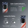 Olight USA Flag ArkPro Flashlight Color-Coded Battery Indicators and Lockout Safety Function Details