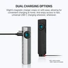 Olight Silver and Black ArkPro Flashlight Side View with Dual Magnetic and USB-C Charging Ports for Everyday Carry