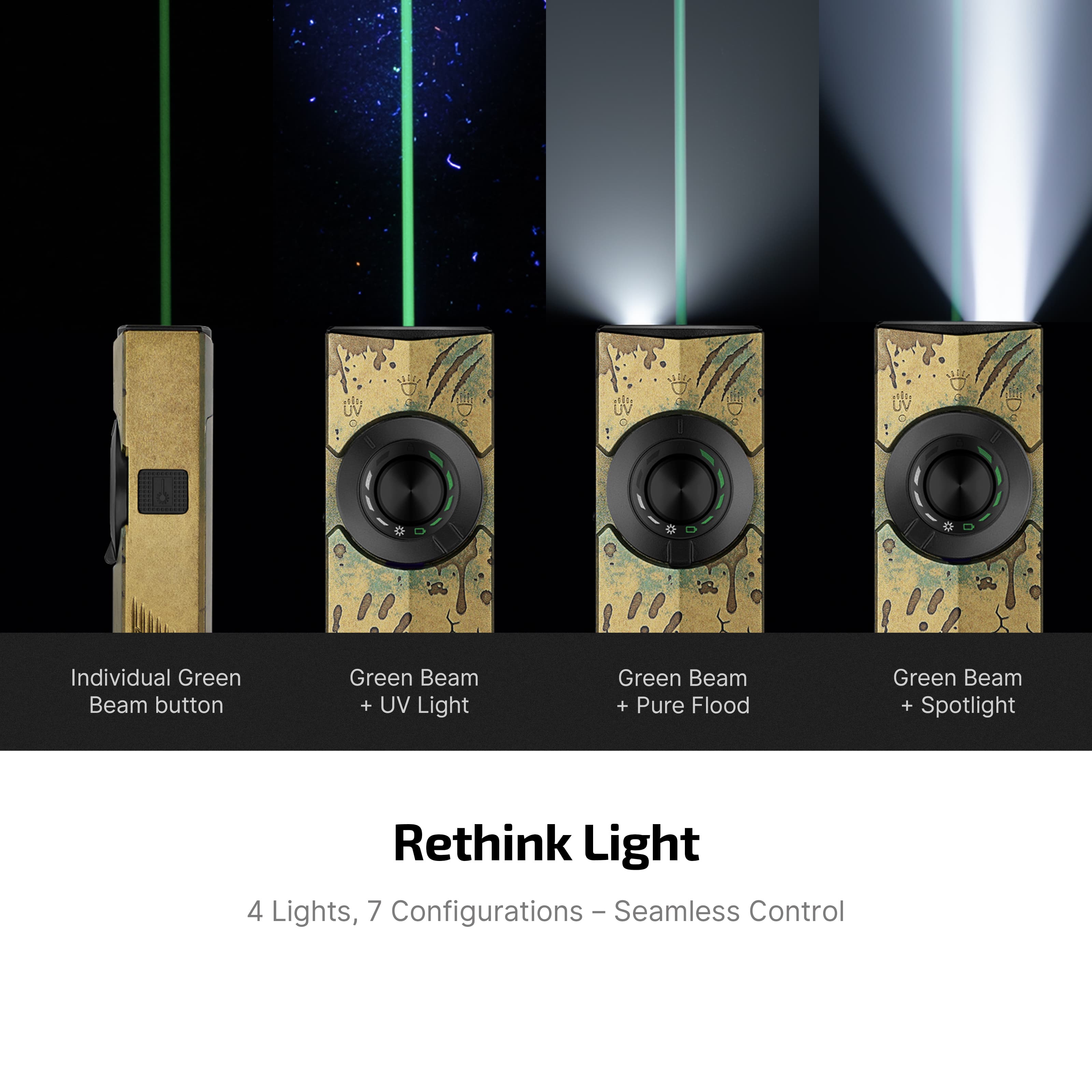 ArkPro EDC Flashlight 1500 Lumens UV Green Laser Flat Unibody