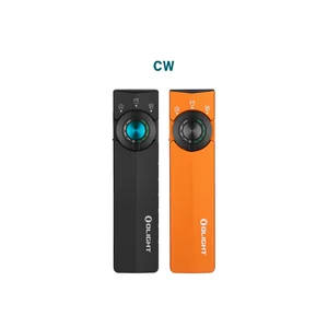 Olight Orange ArkPro Flat Flashlight Front View with Rotary Switch and UV Laser Modes for Everyday Carry