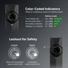 Olight ArkPro Ultra front view displaying color-coded battery level indicators and lockout safety feature for everyday carry.