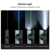 Olight ArkPro Lite multi-functional flashlight in silver and black, demonstrating green laser, UV, flood, and spotlight modes for diverse applications.