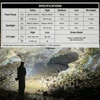 Olight ArkPro Flashlight Specifications and Cave Exploration Scene with Pure Flood Spotlight and Green Laser Beam Use