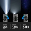 Olight Black ArkPro Flashlight showcasing Spotlight, Floodlight, and UV Light modes for versatile outdoor illumination