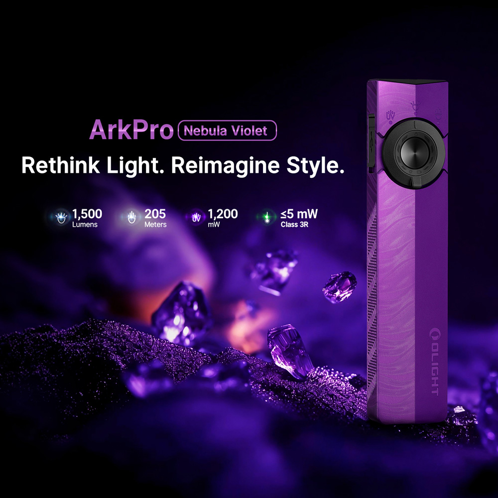 ArkPro EDC Flashlight 1500 Lumens UV Green Laser Flat Unibody