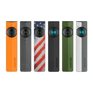 Olight ArkPro USA Flag Flashlight Front View with Flat Body and Multi Light Selector for Everyday Carry