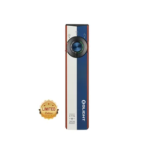 Olight Arkfeld Pro limited edition flashlight with red white and blue patriotic design and laser UV LED light options