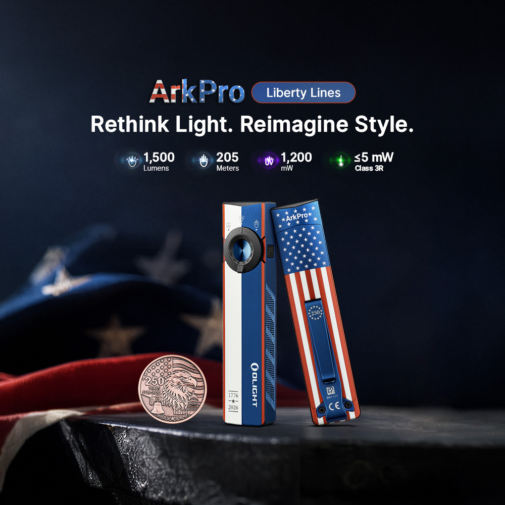 ArkPro Liberty Lines Flat EDC Flashlight Patriotic 4-in-1 Light
