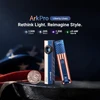 Olight ArkPro Liberty Lines flat flashlight with US flag design, 1500 lumens, UV light, and green laser.