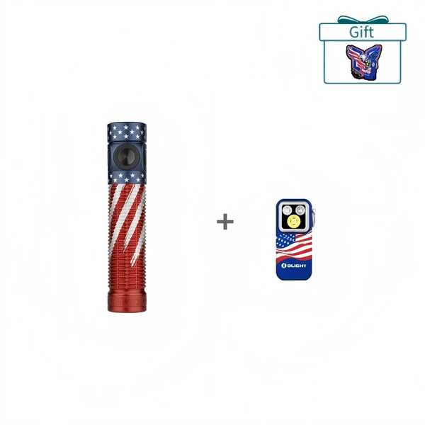 Olight USA Flag ArkPro Flashlight Bundle with Free Gift for Outdoor EDC and Patriotic Collectible Gift Set