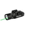 Olight tactical weapon light with green laser, black finish, and integrated mounting system for pistols