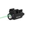 Olight Black Baldr S tactical light with green laser beam, a strobe function for weapon mounting and target acquisition.