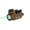 Olight Baldr S Desert Tan Weaponlight Front View with Green Laser for Tactical and Self-Defense