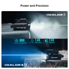 Olight Black BALDR S weapon light, side view with green laser and white beam for tactical aiming.
