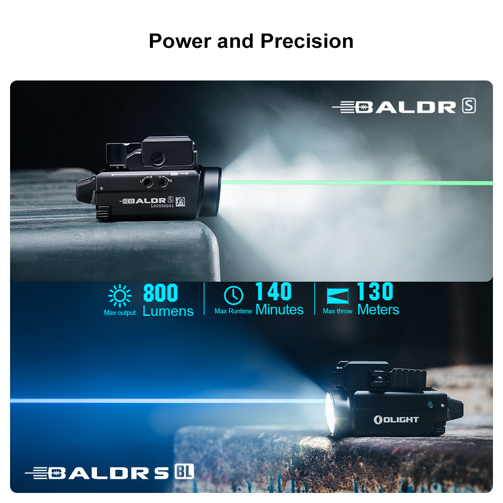 Baldr S Rail Mounted Light 800 Lumens Green Blue Beam Weapon Light