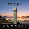 Baton Ultra flashlight, 1800 lumens, by a lake campsite at sunset, perfect for everyday adventure