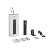 OLIGHT Baton 4 Pro flashlight set, black, with box, charging base, magnetic charger, and manuals.