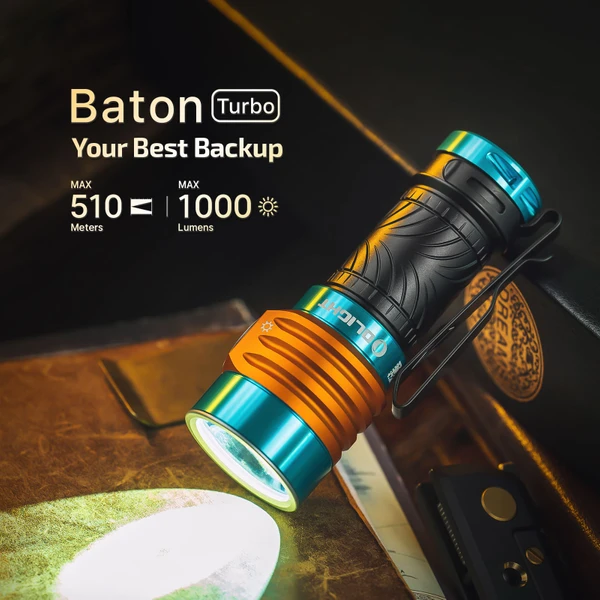 Baton Turbo Compact EDC Flashlight with 510m Long-Range Beam